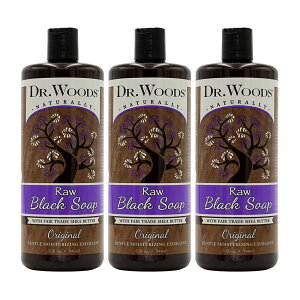 �y���������z3�Z�b�g ���[�u���b�N�\�[�v �����Ό� �V�A�o�^�[���� 946ml �I���W�i�� �h�N�^�[�E�b�Y �{�f�B�\�[�v �w�A�P�A ��� �V�F�[�r���O ���p�r�yDr. Woods�zRaw Black Soap with Fair Trade Shea