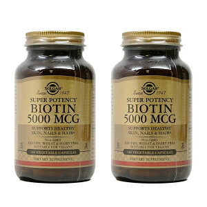 �y���������z 2�Z�b�g �r�I�`�� 5000mcg 100�� �x�W�J�v�Z�� ���e �\���K�[�ySolgar�zBiotin 5000 mc, 100 Veg Capsules