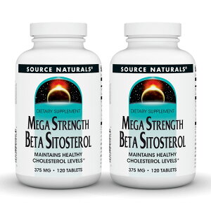 �y���������z2�Z�b�g ���K�X�g�����O�X �x�[�^ �V�g�X�e���[�� 375mg 120�� �^�u���b�g �\�[�X�i�`�������Y�ySource Naturals�zMega Strength Beta Sitosterol 375 mg, 120 Tablets