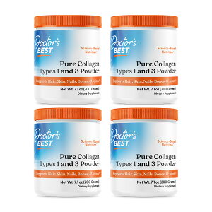 �y���������z 4�Z�b�g �s���A �R���[�Q�� �^�C�v1&3 200g �h�N�^�[�Y�x�X�g ���e�yDoctor's Best�zPure Collagen Types 1 & 3, 7.1 oz