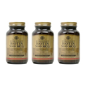 �y���������z 3�Z�b�g �r�I�`�� 5000mcg 100�� �x�W�J�v�Z�� ���e �\���K�[�ySolgar�zBiotin 5000 mc, 100 Veg Capsules