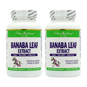 �y���������z2�Z�b�g �o�i�o���[�t 180�� �x�W�J�v�Z�� �p���_�C�X�n�[�u�yParadise Herbs�zBanaba Leaf, 180 Vegetarian Capsules