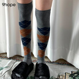 【SALE】9hope(キムアホップ)argyle knee-over socks【12/8up_ka】韓国 韓国ファッション　レディース コーデアイテム 靴下 ソックス ロングソックス アーガイル柄 かわいい 着回し 秋 冬【7】※メール便不可