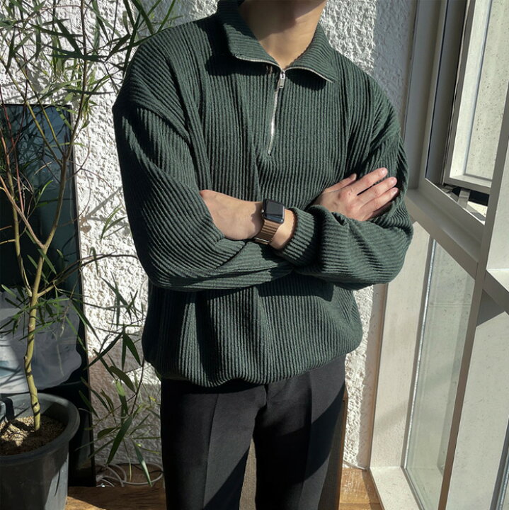ASCLO(エジュクロ)As Half Zip Up Knit韓国 韓国ファッション 韓国ブランド メンズファッション  ユニセックスファッション ニット ハーフジップアップ シンプル 3rdspring2【7】※メール便不可 3rd Spring（サードスプリング）