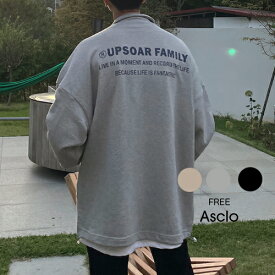 【SALE】ASCLO(エジュクロ)ASCLO Family Half Zip Up Sweat Shirt韓国 韓国ファッション　ハーフジップアップ スウェット レタリングプリント 裾ストリング3rdspring2【7】※メール便不可