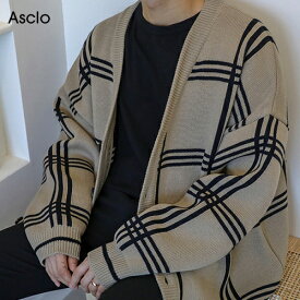 ASCLO(エジュクロ)ビッグチェック カーディガン 韓国 韓国ファッション　メンズ レディース ファッション ユニセックス カーデ ニット チェック【7】※メール便不可 【送料無料】