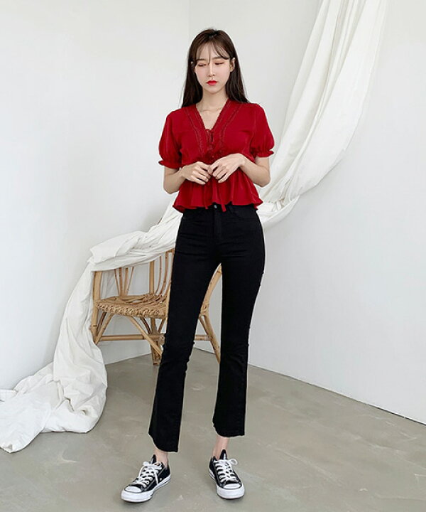 楽天市場 Brandi ブランディ ハイウエストクロップドパンツ 韓国 韓国ファッション ハイウエスト クロップド丈 ブーツカット ９分丈 インスタ インスタファッション Snsレディース ファッション あす楽 3rd Spring サードスプリング