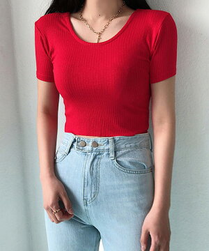 楽天市場 Brandi ブランディ クロップ丈2wayボタンtシャツ メール便 韓国 韓国ファッション クロップド丈 Uネック 2way Tシャツ インスタ インスタファッション Snsレディース ファッション 即納 3rd Spring サードスプリング