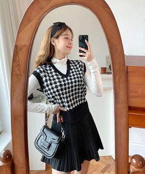 楽天市場 Chuu チュー クロップ丈ベスト 10 6up Go 韓国 韓国ファッション ニットベスト クロップ丈 千鳥柄 ツイード柄 レディース ファッション あす楽 メール便不可 3rd Spring サードスプリング