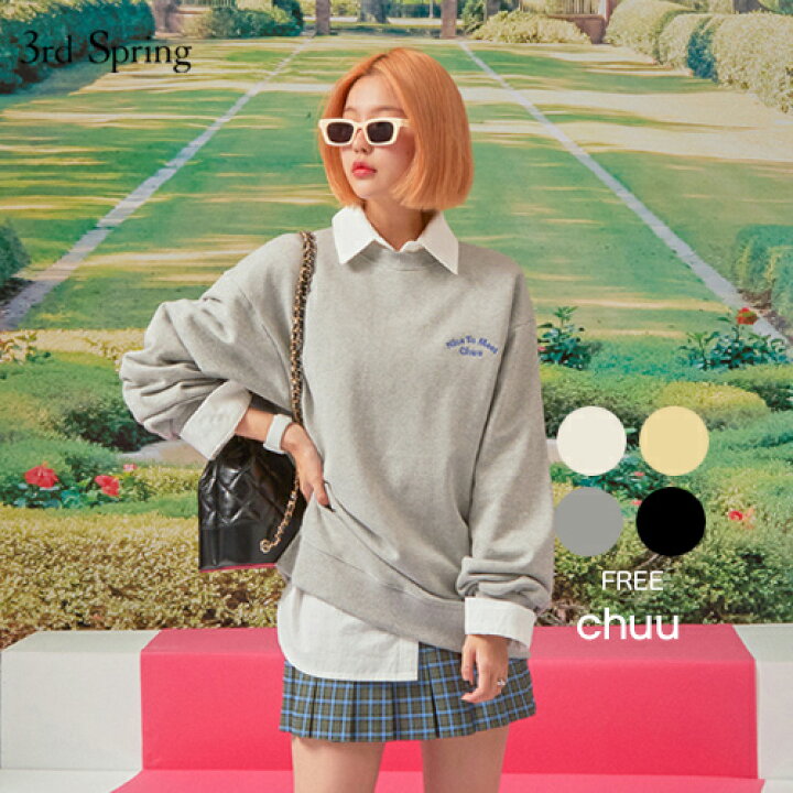 楽天市場 Chuu チュー Nice To Meet Chuu Happy Hour Mtm 8 31up Ka 韓国 韓国ファッション レディース トップス トレーナー 長袖 Mtm シンプル 胸部刺繍 英字刺繍 かわいい らくちん 着回し 秋 冬レディース ファッション 5 メール便不可 3rd Spring サード