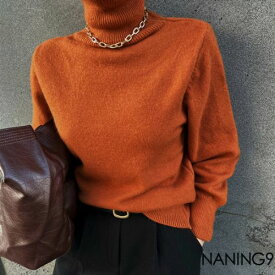 【SALE】NANING9(ナンニング)リブタートルネックニットセーター 【10/24up_ka】韓国 韓国ファッションシンプルベーシック
