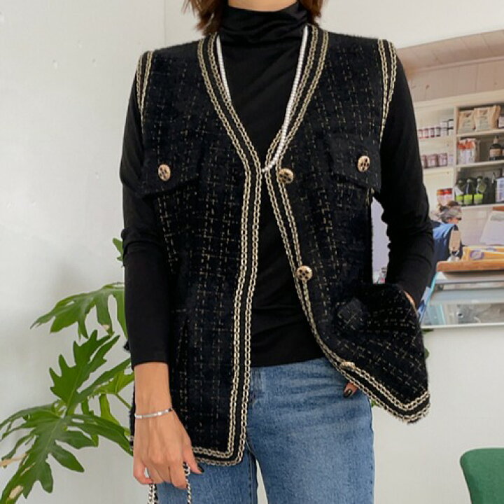 楽天市場 Joamom ジョアマム ベルリンベスト 10 21up 韓国 韓国ファッション レディース トップス ベスト Vネック ボタン 高級感 ツイード クラシック モダン 大人 カジュアル フォーマル らくちん 着回し 秋 冬レディース ファッション 予 メール便不可 3rd