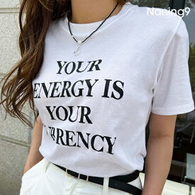 【SALE】NANING9(ナンニング)英字レタリングT-シャツ韓国 韓国ファッション　韓国 韓国ファッション レディースファッション 韓国ブランド T-シャツ　英字レタリング【即納】
