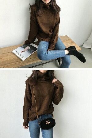 NANING9(ナンニング)タートルネックセーター【11/10up_go】韓国韓国ファッションセータータートルネックニットハイネックトップス無地ゆるニット愛されニットモテニット冬ナンニングレディース【5】