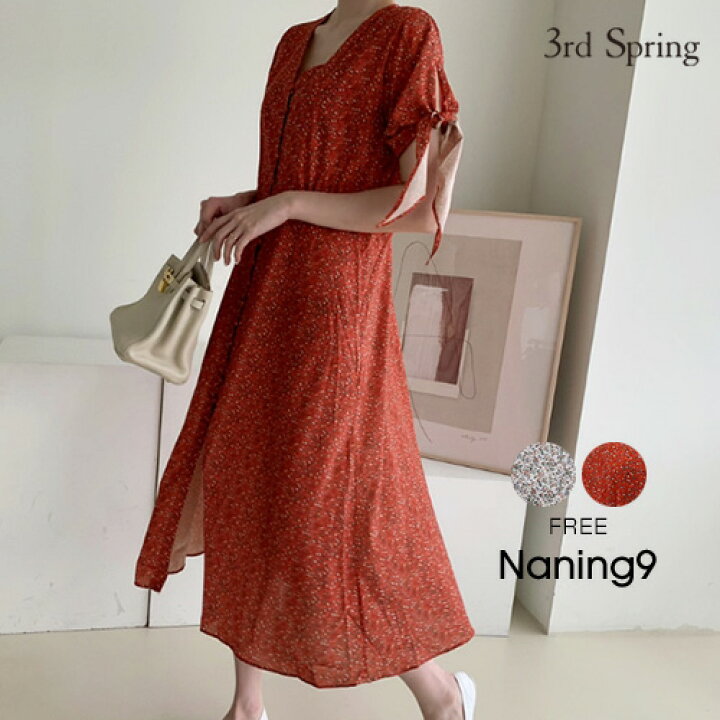 楽天市場 Naning9 ナンニング 小花柄リボン袖ワンピース 6 1up Go 韓国 韓国ファッション リボン ワンピース 夏 ロングワンピース 花柄 半袖ワンピ 花柄ワンピ 袖コンシャス レディース ファッション あす楽 メール便不可 3rd Spring サードスプリング