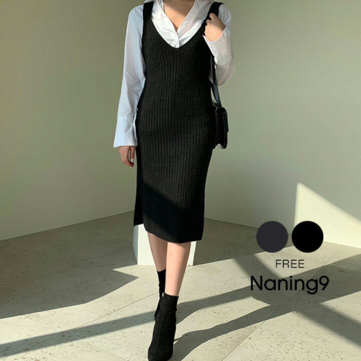 楽天市場 Naning9国内1位 Naning9 ナンニング Vネックノースリーブワンピース 12 25up Go Vネック ニット ワンピース 冬 ミニワンピ ニットワンピ 3rd Spring サードスプリング