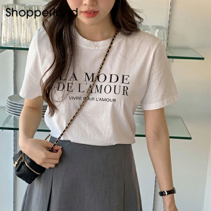 楽天市場 Shopperland ショッパーランド ラ モード半袖tシャツ 2 25up Ka 韓国 韓国ファッション 韓国ドラマ レディース ファッション Tシャツ ロゴtプリント シンプル インナー 春 夏 レディース ファッション 7 3rd Spring サードスプリング
