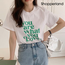 【SALE】SHOPPERLAND(ショッパーランド)whatyouloveT-シャツ【メール便】韓国 韓国ファッション　韓国 韓国ファッション レディースファッション 韓国ブランド T-シャツ　レタリング【7】