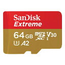 SanDisk サンディスク 64GB SDSQXAH-064G-GN6MN Extreme UHS-I U3 V30 A2 ウェスタンデジタル マイクロSD microSDカード microSDXC R:170MB/s W:80MB/s