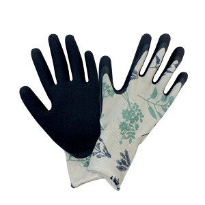 ガーデングローブ 背抜きマイクロフィニッシュ天然ゴムグローブ グリーンリーフ柄 S/M/L
