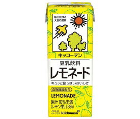 キッコーマン 豆乳飲料 レモネード 200ml紙パック×18本入｜ 送料無料 紀文の豆乳飲料 豆乳 乳性飲料 檸檬 レモン