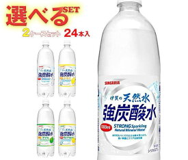 サンガリア 伊賀の天然水 炭酸水 選べる2ケースセット 1Lペットボトル×24(12×2)本入｜ 送料無料 炭酸水 1l 炭酸 伊賀の天然水 強炭酸水 1000ml