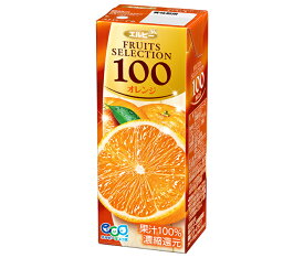 エルビー フルーツセレクション オレンジ100% 200ml紙パック×24本入｜ 送料無料 果実飲料 ジュース オレンジジュース