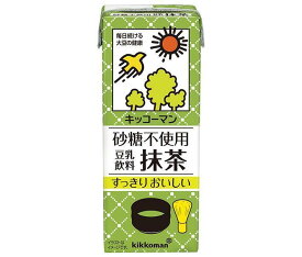 キッコーマン 砂糖不使用 豆乳飲料 抹茶 200ml紙パック×18本入｜ 送料無料 豆乳 紀文 抹茶 200ml 紙パック