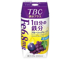 森永乳業 TBC 鉄分プラス 1日分の鉄分(プリズマ容器) 200ml紙パック×24本入×(2ケース)｜ 送料無料 鉄分 プルーン グレープ ぶどう ブドウ 果汁