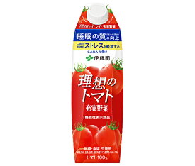 伊藤園 理想のトマト(屋根型) 1L紙パック×12(6×2)本入×(2ケース)｜ 送料無料 トマトジュース 食塩無添加 トマト 野菜ジュース