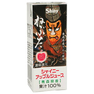 青森県りんごジュース シャイニー アップルジュース ねぶた 200ml紙パック×24本入×(2ケース)| 送料無料