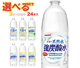 サンガリア 伊賀の天然水 炭酸水 選べる2ケースセット 1Lペットボトル×24(12×2)本入｜ 送料無料 炭酸水 炭酸 伊賀の天然水 強炭酸水 1000ml 箱買い ペットボトル 24本 サンガリア 1l