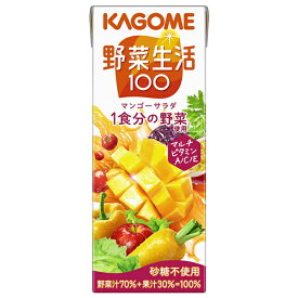 カゴメ 野菜生活100 マンゴーサラダ 200ml紙パック×24本入｜ 送料無料 野菜ジュース ミックスジュース