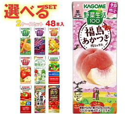 カゴメ 野菜生活・野菜ジュース 選べる2ケースセット 195・200ml紙パック×48(24×2)本入｜野菜生活100 オリジナル ベリーサラダ マンゴー アップル 野菜1日これ1本 朝のフルーツ トマト リコピン