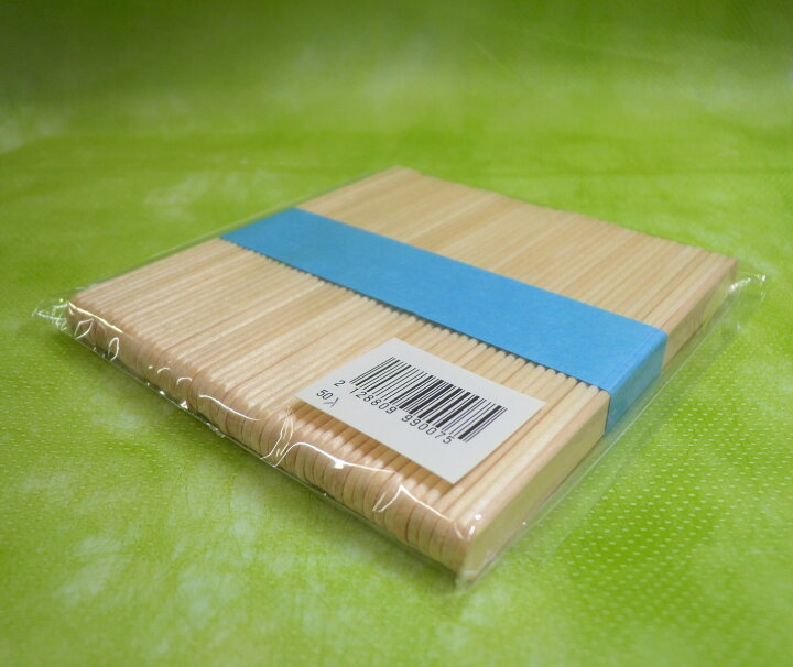 楽天市場 木製アイススティック 50本入 長さ11 4cm 幅１cm 厚み2mm アイス棒 木棒 工作ｍｔ 71 キャンディ棒 ニューパックとがし