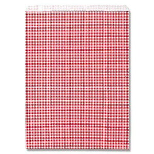 柄小袋 ギンガムミニ赤 R-10(200枚)巾250×高330mm ベロ付き 紙袋