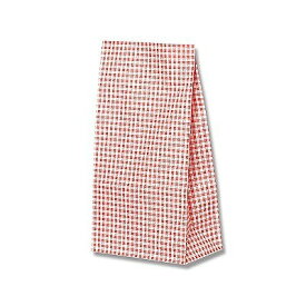 角底袋　ギンガムミニ赤　No.6（100枚）　ギンガムチェック　巾150×マチ90×高280mm　マチ付き紙袋