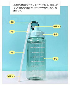 ＼スーパーSALE10%OFF ／ 【送料無料】水筒 2L 目盛り付き 水筒にに2リットル ウォーターボトル タイムマーカー 携帯便利 漏れ防止 子供 キッズ 目盛り 大容量 軽量 直飲み グラデーション おしゃれ かわいい 大人 スポーツボトル 登山用 キャンプ ランニング 自転車