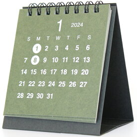 2024年 卓上カレンダー1月始まりクラフト ミニスタンド グリーン CT-577
