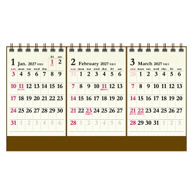 2027年 卓上カレンダー1月始まりコットン 3マンスCT-546