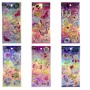 ヒロイチ グリッター シャカシャカ シール 6種類 セット/ステッカー かわいい 手帳 ノート アルバム カレンダー スーツケース ヘルメット