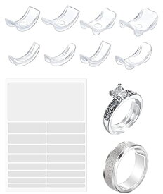 リングアジャスター リングストッパー【二種類：粘着テープ仕様17枚、嵌入式仕様8枚】リング滑り止め 貼るだけ　指輪脱落防止用 指輪 サイズ調節　指輪 サイズ調整 シリコン