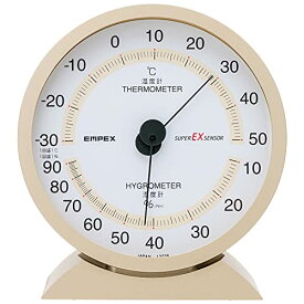 エンペックス気象計 温度湿度計 アナログ スーパーEX 温湿度計 置き掛け兼用 日本製 シャンパンゴールド EX-2718 13.2x12.1x