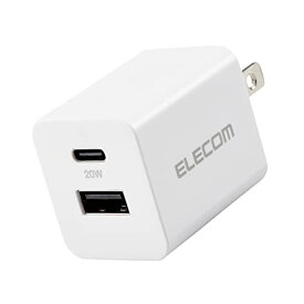 エレコム 充電器 2ポート Type-C(USB-C) + USB-A USB PD対応 20W 折りたたみ式プラグ 小型 iPhone 14/