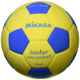 ミカサ(MIKASA) ジュニア サッカーボール 4号 スマイルサッカー (小学生用) 約180g イエロー/ブルー 貼りボール SF4J-YB