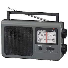2023最新 オーム(OHM) 電機AudioComm ラジオ ポータブルラジオ 低音強調 大きめ選局表示 スピーカー付き モノラル 外部音声入