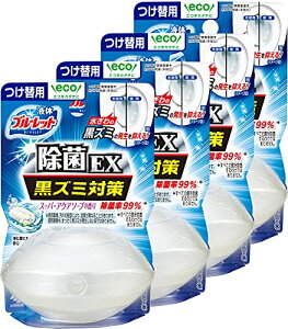 まとめ買い液体ブルーレットおくだけ除菌EX トイレタンク芳香洗浄剤 スーパーアクアソープの香り 詰め替え用 70ml×4個