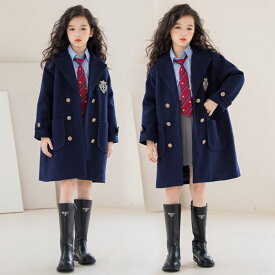 コート ピーコート 女の子 子供服 ロング 秋冬 アウター 子供 ピーコート ジャケット チェスターコート トップス きれいめ 上品 長袖 カーディガン チュニック トレンチコート 無地 可愛い オーバーサイズ 洗える 羽織 体型カバー キッズ こども服 防寒 冬服 卒園式 入学式