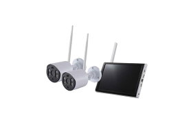 AI revo light ワイヤレスカメラ2台セット　HDD1TB内蔵　防犯カメラ　監視カメラ　家庭用カメラ　WIFI　IP66　顔検知　赤外線　夜間撮影　モニタ付きカメラ　アプリ　双方向通話　SD　HDD　300万画素　10.1インチモニター　有線LAN　日本セキュリティ機器販売　NSK
