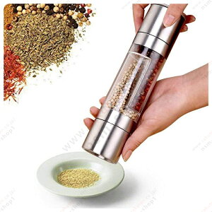 ミル ペッパーミル スパイスミル 胡椒ミル 胡椒ひき こしょう 黒コショウ 岩塩 塩コショウ 手動ミル セラミック ソルトミル 塩ミル 粗さ調節可能 ステンレス製 調味料挽き 2in1両用タイプ 調